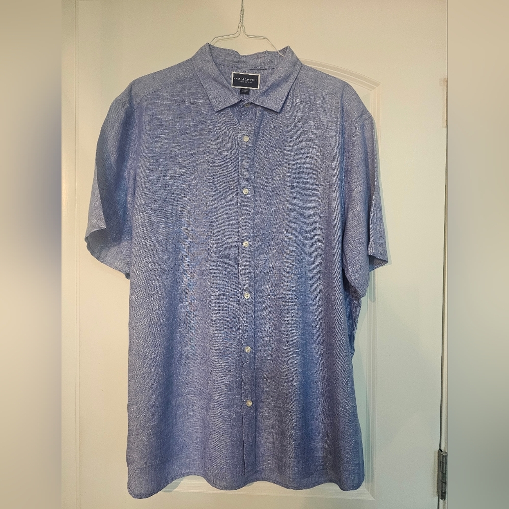 Charles Tyrwhitt Blue Linen Button Down Shirt